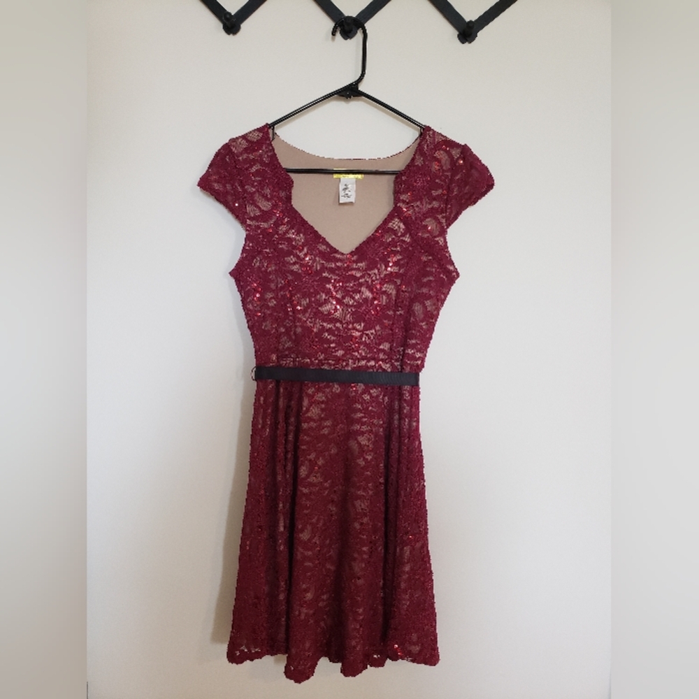 Elegant Burgundy Lace Dress